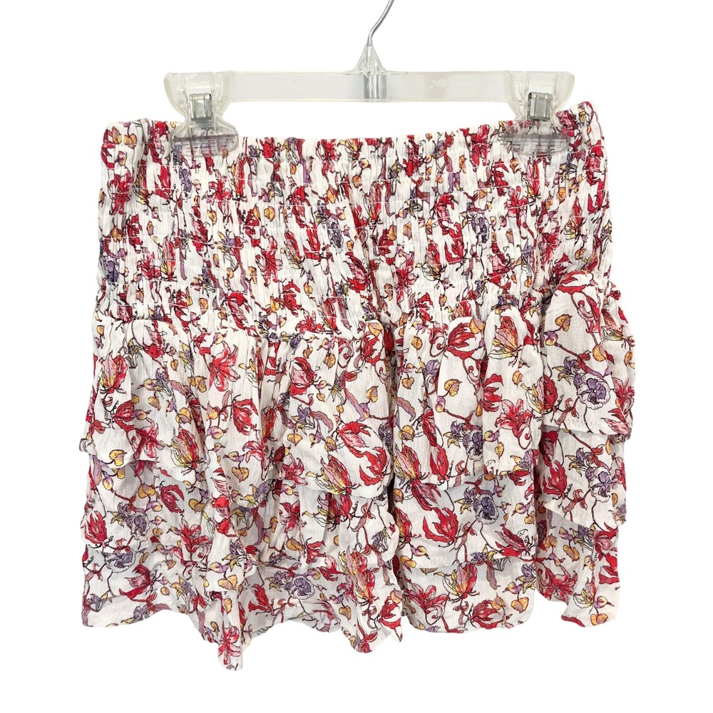 NEW Chelsea & Violet Smocked Floral Ruffle Tiered Mini Skirt Boho Size XS